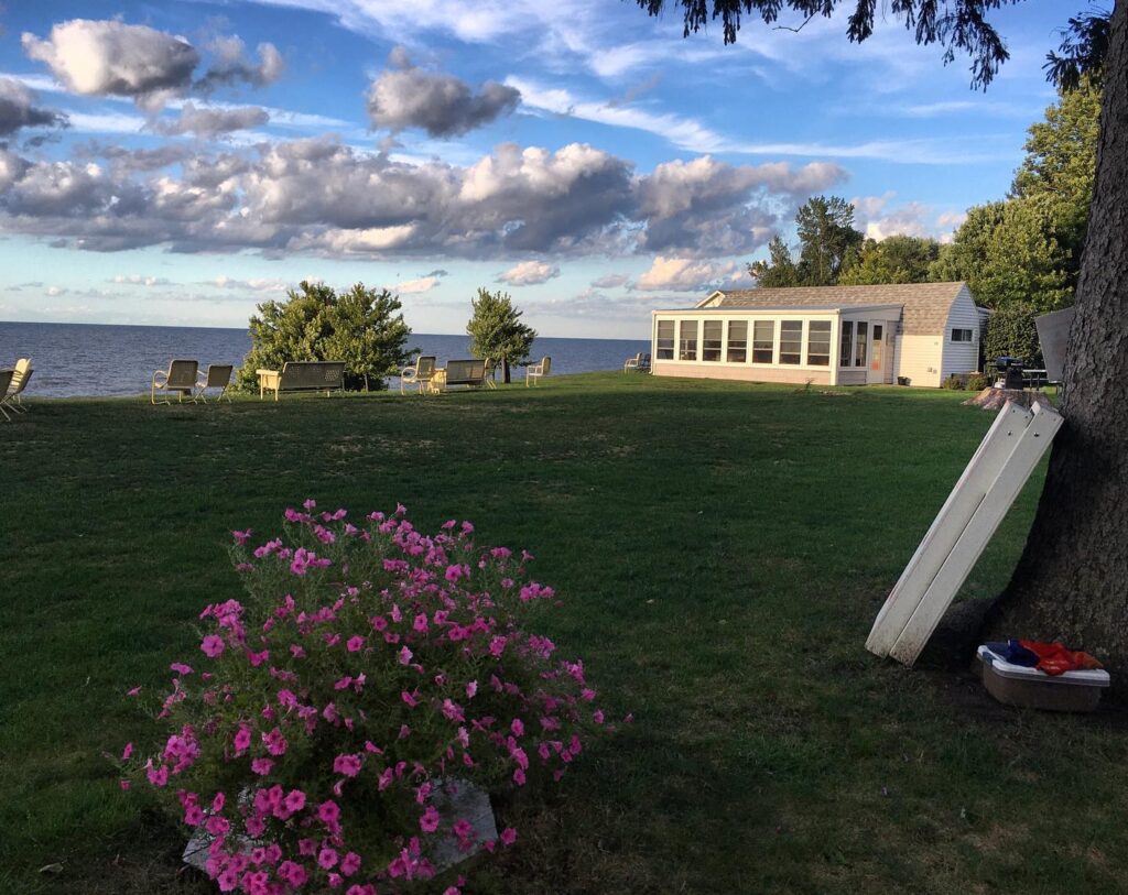 An image of our yard looking towards Lake Erie. We have a lot of space and things to do in the yard and down at the beach.