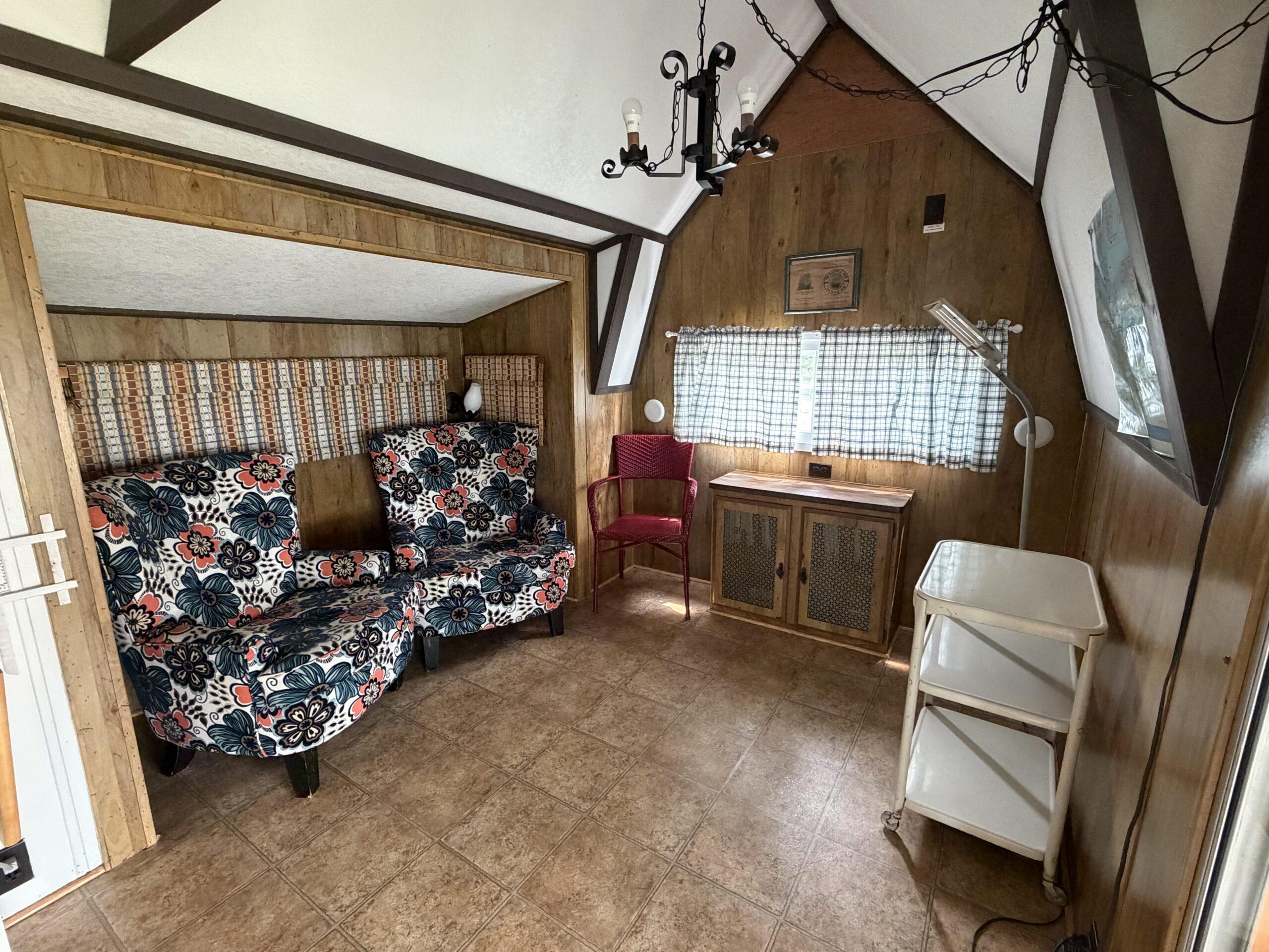living room by kitchen